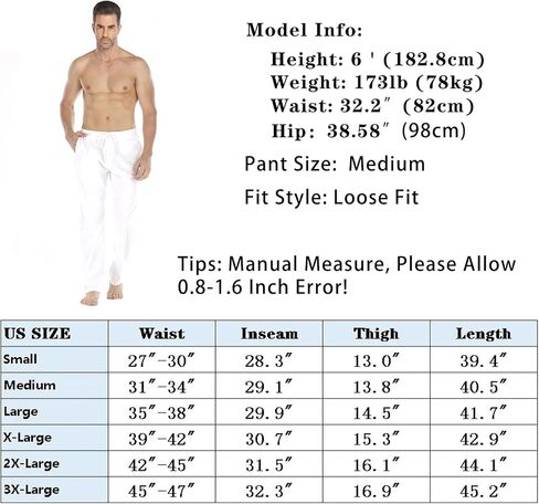 سراويل Durzasvo الرجالية خفيفة الوزن مقاومة للانكماش من الكتان كاجوال صيفية برباط خصر مرن من الكتان للشاطئ أزرق فاتح L in Kuwait