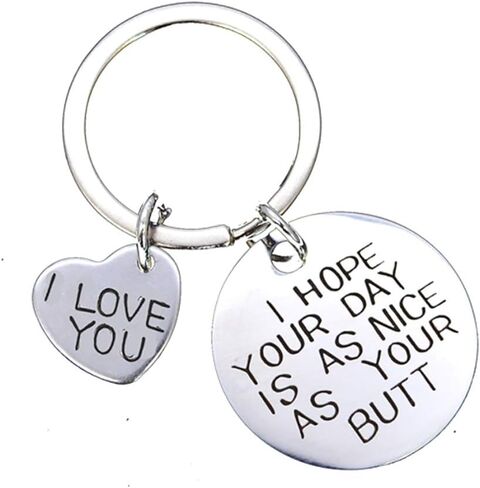 Meiligo® Boyfriend Girlfriend Gift Jewelry I HOPE YOUR DAY IS AS NICE AS MY BUTT Necklace Key Chain Pendant in Saudi Arabia