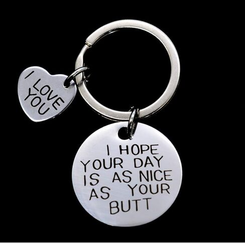 Meiligo® Boyfriend Girlfriend Gift Jewelry I HOPE YOUR DAY IS AS NICE AS MY BUTT Necklace Key Chain Pendant in Saudi Arabia