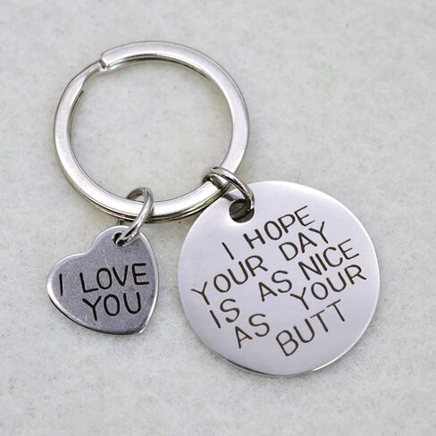 Meiligo® Boyfriend Girlfriend Gift Jewelry I HOPE YOUR DAY IS AS NICE AS MY BUTT Necklace Key Chain Pendant in Saudi Arabia