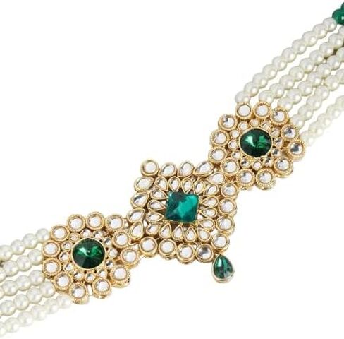 I Jewels 18K Gold Plated Indian Wedding Bollywood Kundan & Pearl Studded Adjustable Kamarband/Belly Chain For Women/Girls (B036G) in Saudi Arabia