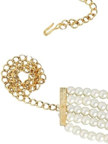 I Jewels 18K Gold Plated Indian Wedding Bollywood Kundan & Pearl Studded Adjustable Kamarband/Belly Chain For Women/Girls (B036G) in Saudi Arabia