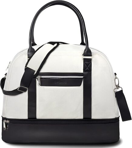 Travel Duffel Bag with Toiletry Bag for Women, Foldable Weekender Bag with Shoe Compartment Personal Item Overnight Bags Carry On Luggage Bag Gym Sport, Black in Saudi Arabia