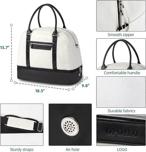 Travel Duffel Bag with Toiletry Bag for Women, Foldable Weekender Bag with Shoe Compartment Personal Item Overnight Bags Carry On Luggage Bag Gym Sport, Black in Saudi Arabia