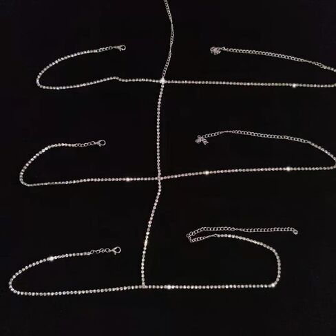 Wekicici Rhinestone Sexy Leg Chain Glitter Body Chain Nightclub Fashion Costume Accessories for Women and Girl in Kuwait