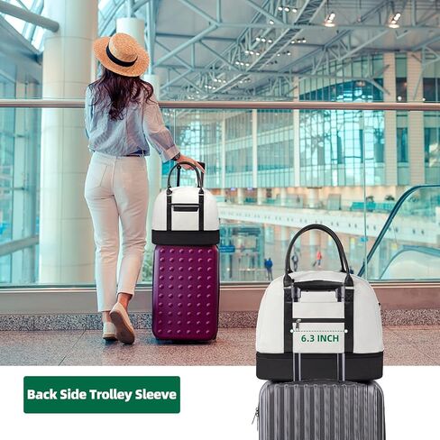 Travel Duffel Bag with Toiletry Bag for Women, Foldable Weekender Bag with Shoe Compartment Personal Item Overnight Bags Carry On Luggage Bag Gym Sport, Black in Saudi Arabia