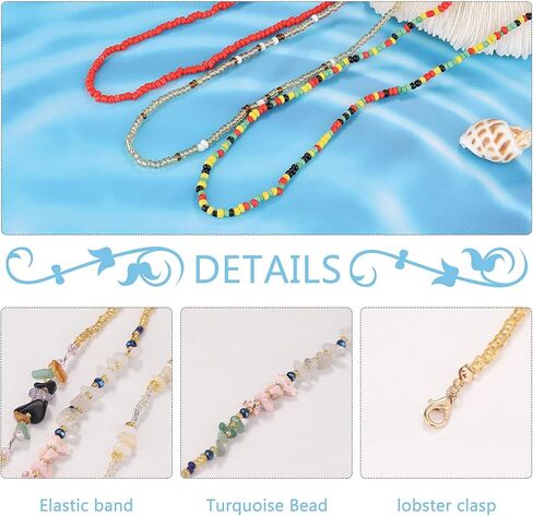 SAILIMUE 6 قطع سلاسل خرز الخصر للبطن للنساء سلاسل الخصر القابلة للتعديل أحجار ملونة مرنة أفريقية مثيرة بيكيني الشاطئ سلاسل الجسم مجوهرات الجسم in Kuwait