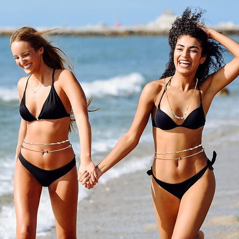 SAILIMUE 6 قطع سلاسل خرز الخصر للبطن للنساء سلاسل الخصر القابلة للتعديل أحجار ملونة مرنة أفريقية مثيرة بيكيني الشاطئ سلاسل الجسم مجوهرات الجسم in Kuwait