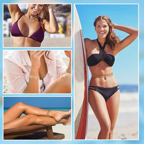 SAILIMUE 6 قطع سلاسل خرز الخصر للبطن للنساء سلاسل الخصر القابلة للتعديل أحجار ملونة مرنة أفريقية مثيرة بيكيني الشاطئ سلاسل الجسم مجوهرات الجسم in Kuwait