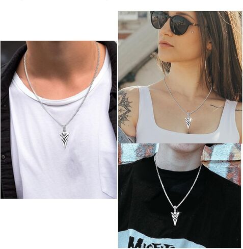 AUDINCEED Viking Necklace for Men 925 Sterling Silver Raven Skull/Wolf/Spear Point Arrowhead/Africa Map Necklace Bird Norse Animal Ancient Protection Amulet Talisman Goth Jewelry for Men Women in Saudi Arabia