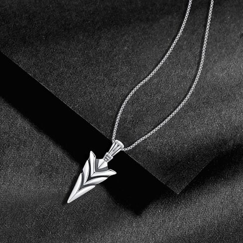 AUDINCEED Viking Necklace for Men 925 Sterling Silver Raven Skull/Wolf/Spear Point Arrowhead/Africa Map Necklace Bird Norse Animal Ancient Protection Amulet Talisman Goth Jewelry for Men Women in Saudi Arabia