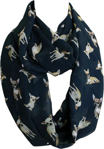 Etwoa's Chihuahua Dog Pattern Infinity Scarf Circle Loop Scarf in Saudi Arabia