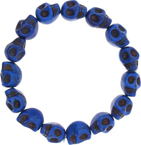 Mandala Crafts Skull Bracelet for Men Women - Howlite Adjustable Skull Mala Beads Tibetan Skull Wrist Mala for Yoga Meditation in Saudi Arabia