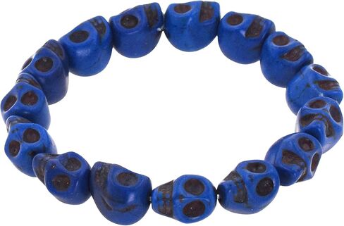 Mandala Crafts Skull Bracelet for Men Women - Howlite Adjustable Skull Mala Beads Tibetan Skull Wrist Mala for Yoga Meditation in Saudi Arabia