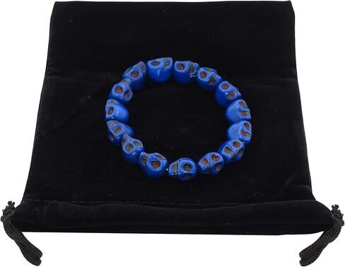 Mandala Crafts Skull Bracelet for Men Women - Howlite Adjustable Skull Mala Beads Tibetan Skull Wrist Mala for Yoga Meditation in Saudi Arabia