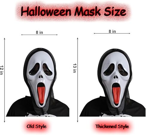 ADWOA 2 قطعة قناع صرخة الهالوين شبح مخيف قناع الوجه الكامل Ghostface قناع مخيف الوجه شبح مهرجان الصراخ قناع in Kuwait