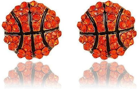 CZ Sport Ball Stud Earrings for Women Girls Silver Plated Cubic Zirconia Crystal Soccer Volleyball Softball Basketball Baseball American Football Ball Earring Game Match Team Player Fan Gifts Souvenirs in Saudi Arabia