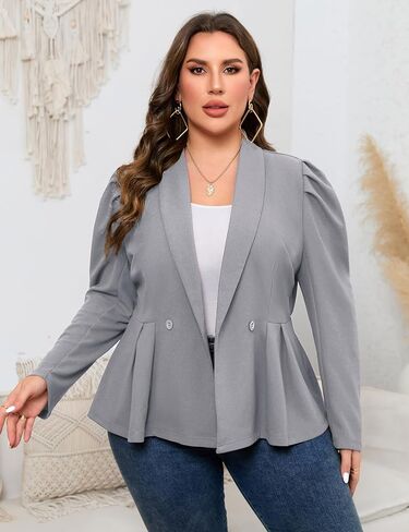 ShopWonder Womens Plus Size Blazers Business Casual Knit Blazer for Work Long Sleeve Shawl Lapel Blazer Suit Jackets in Saudi Arabia