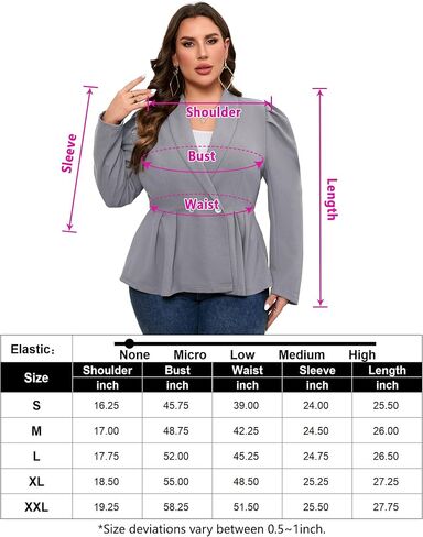 ShopWonder Womens Plus Size Blazers Business Casual Knit Blazer for Work Long Sleeve Shawl Lapel Blazer Suit Jackets in Saudi Arabia