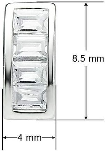 سوبيد سيلفر - اقراط باجيت من الفضة الاسترليني مرصعة بحجر زركونيا مكعب شفاف كريستالي | فضة استرلينية in Kuwait