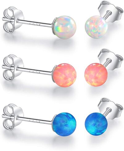 925 Sterling Silver Stud Earrings Set for Women Men Gemstone Small Multiple Ear Piercings Cartilage Helix Jewelry Hypoallergenic in Saudi Arabia