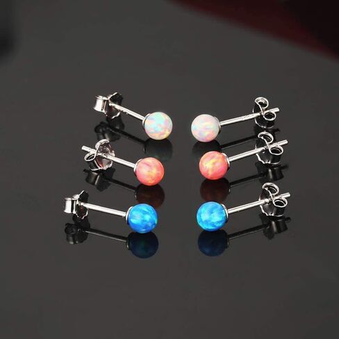 925 Sterling Silver Stud Earrings Set for Women Men Gemstone Small Multiple Ear Piercings Cartilage Helix Jewelry Hypoallergenic in Saudi Arabia