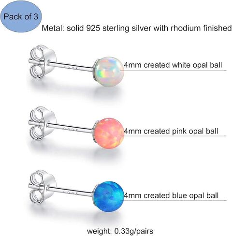 925 Sterling Silver Stud Earrings Set for Women Men Gemstone Small Multiple Ear Piercings Cartilage Helix Jewelry Hypoallergenic in Saudi Arabia