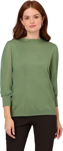 Adrianna Papell Women's Clip Dot Sleeve Twofer Sweater in Saudi Arabia