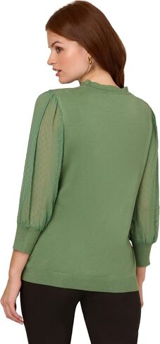 Adrianna Papell Women's Clip Dot Sleeve Twofer Sweater in Saudi Arabia