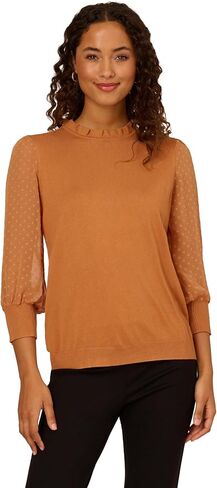 Adrianna Papell Women's Clip Dot Sleeve Twofer Sweater in Saudi Arabia