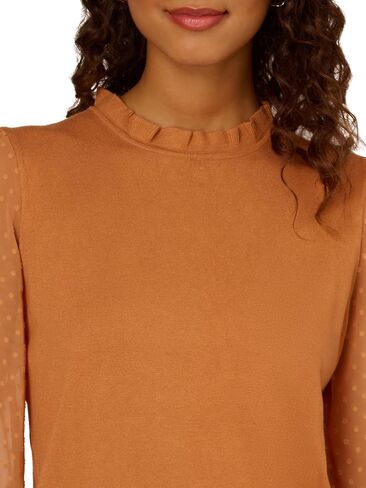 Adrianna Papell Women's Clip Dot Sleeve Twofer Sweater in Saudi Arabia