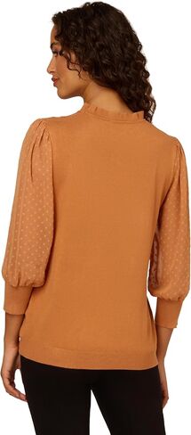 Adrianna Papell Women's Clip Dot Sleeve Twofer Sweater in Saudi Arabia