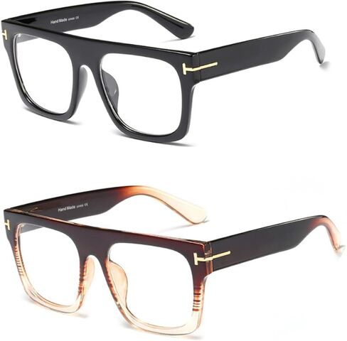 اي ال ال تي نظارات طبية مربعة كبيرة للجنسين بدون وصفة طبية بعدسات شفافة مسطحة, L in Kuwait
