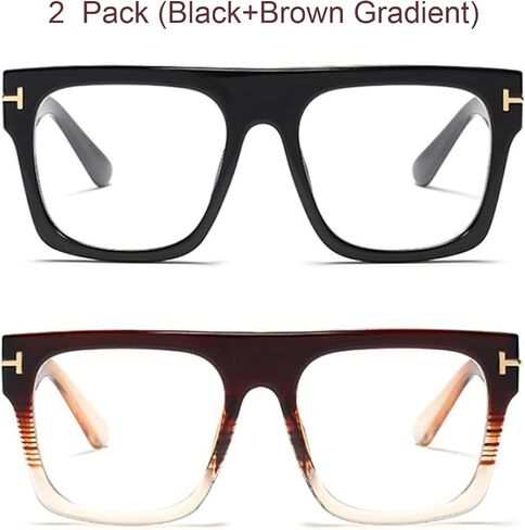 اي ال ال تي نظارات طبية مربعة كبيرة للجنسين بدون وصفة طبية بعدسات شفافة مسطحة, L in Kuwait