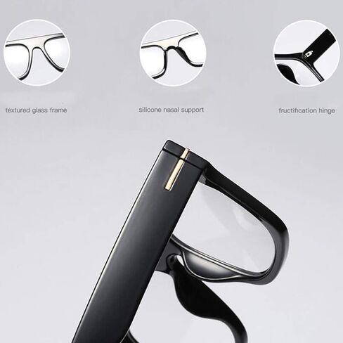 اي ال ال تي نظارات طبية مربعة كبيرة للجنسين بدون وصفة طبية بعدسات شفافة مسطحة, L in Kuwait