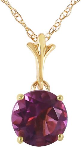 Galaxy Gold GG 1.15 Carat 14k Solid Gold Solitaire Natural Purple Amethyst Pendant Necklace in Saudi Arabia