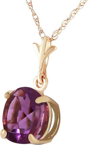 Galaxy Gold GG 1.15 Carat 14k Solid Gold Solitaire Natural Purple Amethyst Pendant Necklace in Saudi Arabia