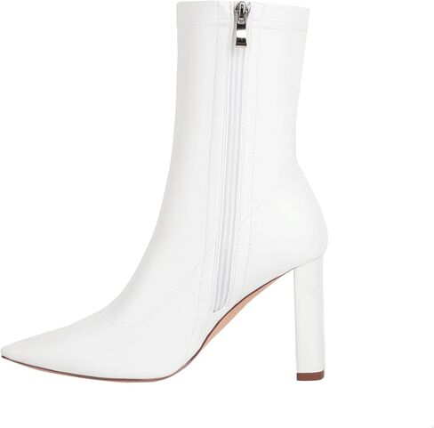 حذاء نسائي من TAEPUSR بمنتصف الساق ومقدمة مربعة وكعب مكتنز وكعب طويل للكاحل، حذاء طويل قابل للتمدد مع سحاب جانبي in Kuwait