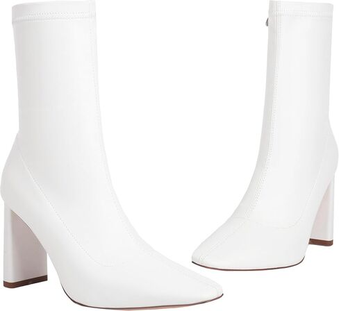 حذاء نسائي من TAEPUSR بمنتصف الساق ومقدمة مربعة وكعب مكتنز وكعب طويل للكاحل، حذاء طويل قابل للتمدد مع سحاب جانبي in Kuwait