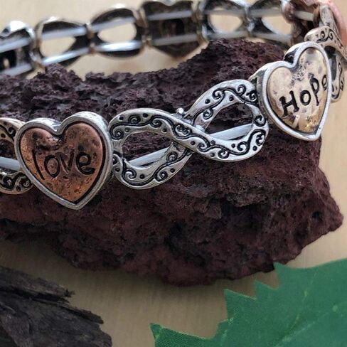 PammyJ Faith Hope Love Tri Tone Heart Infinity Stretch Bracelet in Kuwait