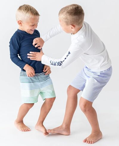 RUGGEDBUTTS Periwinkle Blue Seersucker Swim Trunks - 8 in Saudi Arabia