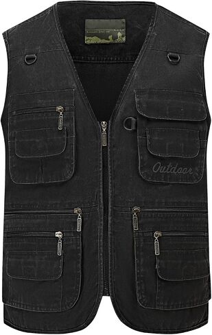 Ziker Men's Fishing Vest Outdoors Travel Work Photography Journalist Cargo Vest Jacket with Multi Pockets in Saudi Arabia