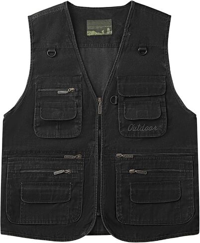 Ziker Men's Fishing Vest Outdoors Travel Work Photography Journalist Cargo Vest Jacket with Multi Pockets in Saudi Arabia