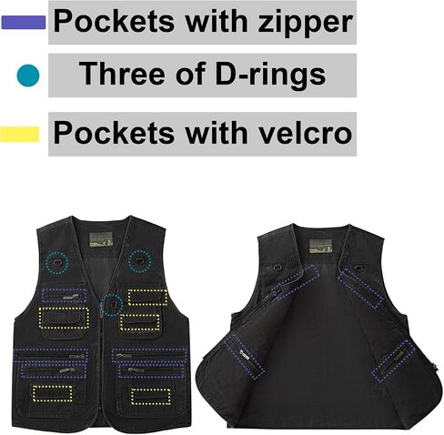 Ziker Men's Fishing Vest Outdoors Travel Work Photography Journalist Cargo Vest Jacket with Multi Pockets in Saudi Arabia