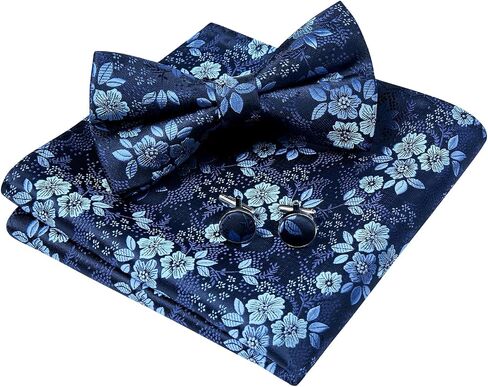HISDERN Bow Ties for Men Pre-Tied Bow Tie Floral Paisley Handkerchief Classic Formal Bowtie and Pocket Square Cufflinks Set in Saudi Arabia