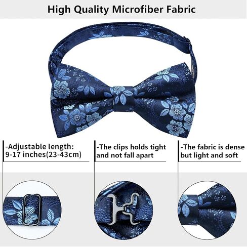 HISDERN Bow Ties for Men Pre-Tied Bow Tie Floral Paisley Handkerchief Classic Formal Bowtie and Pocket Square Cufflinks Set in Saudi Arabia