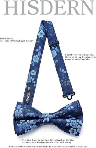 HISDERN Bow Ties for Men Pre-Tied Bow Tie Floral Paisley Handkerchief Classic Formal Bowtie and Pocket Square Cufflinks Set in Saudi Arabia