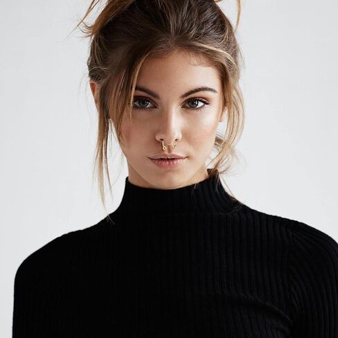 Dochais 48Pcs Septum Rings 16G Septum Jewelry Horseshoe Septum Ring Stainless Steel Septum Piercing Jewelry Eyebrow Tragus Daith Helix Piercing Lip Horseshoe Piercing for Women Men, Stainless Steel, in Kuwait