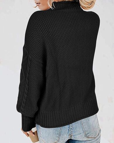 Womens Turtleneck Oversized Pullover Sweaters Cable Knit Batwing Long Sleeve Loose Fit Chunky Jumper Tops in Kuwait