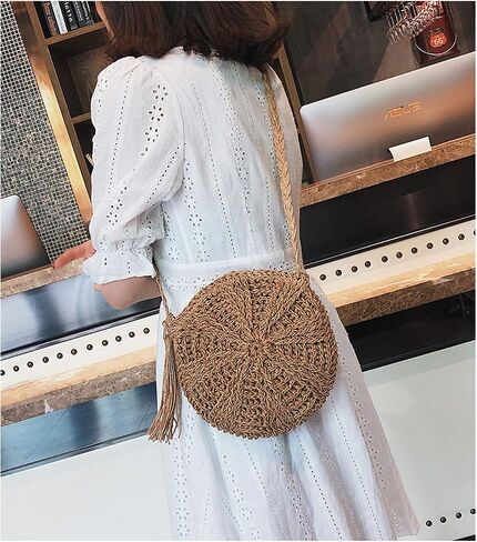 CHIC DIARY Small Straw Crossbody Bag Women Weave Rattan Shoulder Bag Beach Shoulder Purse with Tassel in Saudi Arabia